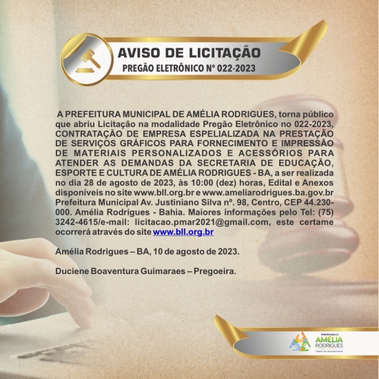 AVISO DE PREGÃO ELETRÔNICO Nº 022-2023
