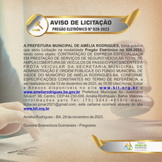 AVISO DE PREGÃO ELETRÔNICO Nº 028-2023