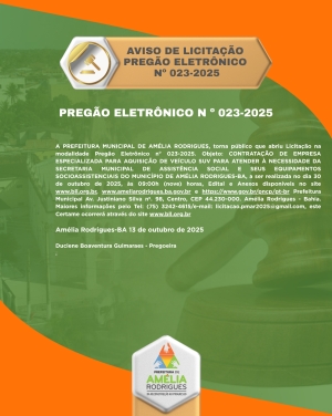 AVISO DE PREGÃO ELETRÔNICO Nº 023-2025
