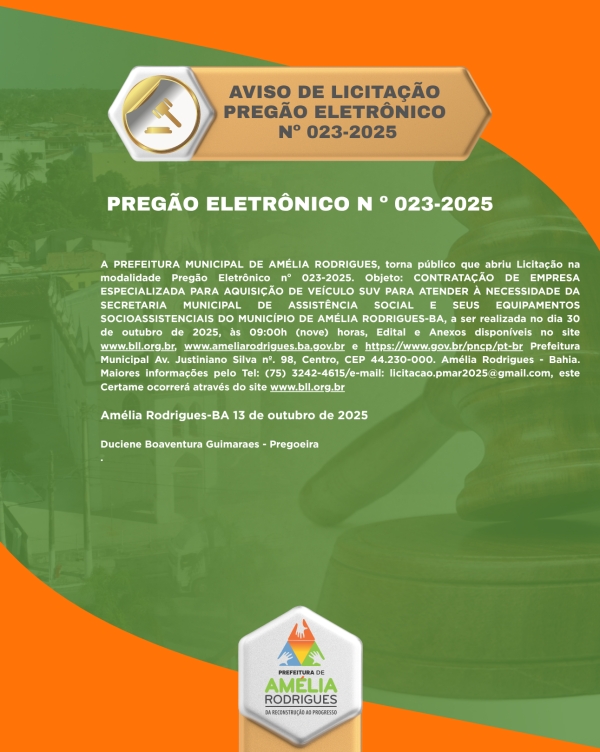 AVISO DE PREGÃO ELETRÔNICO Nº 023-2025