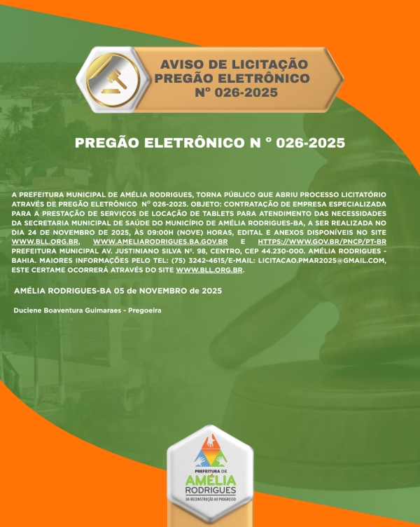 AVISO DE PREGÃO ELETRÔNICO Nº 026-2025