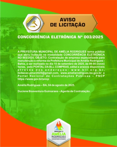 AVISO DE LICITAÇÃO - CONCORRÊNCIA PÚBLICA Nº 003-2025