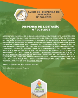 AVISO DE DISPENSA DE LICITAÇÃO Nº 001-2026