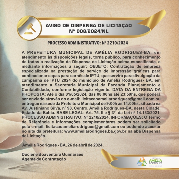 DISPENSA DE LICITAÇÃO Nº 008-2024-NL