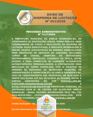 AVISO DE DISPENSA DE LICITAÇÃO Nº 041-2025