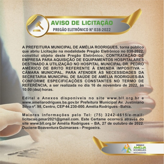 Pregão Eletrônico N°038-2022