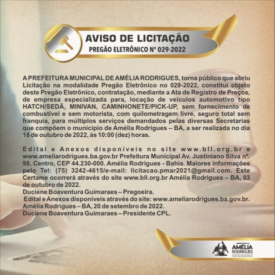 Pregão Eletrônico N° 029-2022