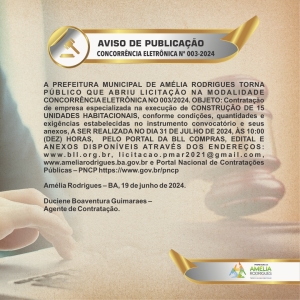 AVISO DE CONCORRÊNCIA ELETRÔNICA Nº 003-2024