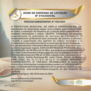 DISPENSA DE LICITAÇÃO Nº 010-2024-NL