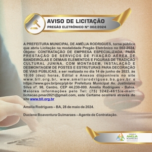 AVISO DE PREGÃO ELETRÔNICO Nº 002-2024