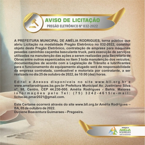 Pregão Eletrônico N° 032- 2022
