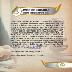 AVISO DE LICITAÇÃO PREGÃO ELETRÔNICO N º 010-2023