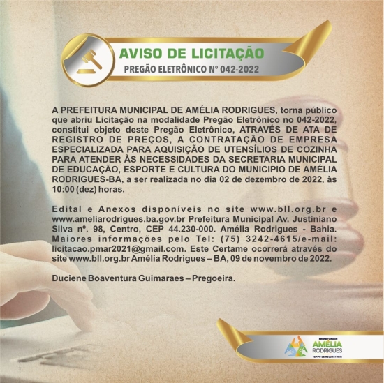 Pregão Eletrônico N°042/2022