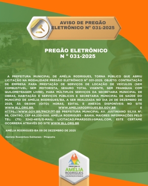 AVISO DE PREGÃO ELETRÔNICO Nº 031-2025