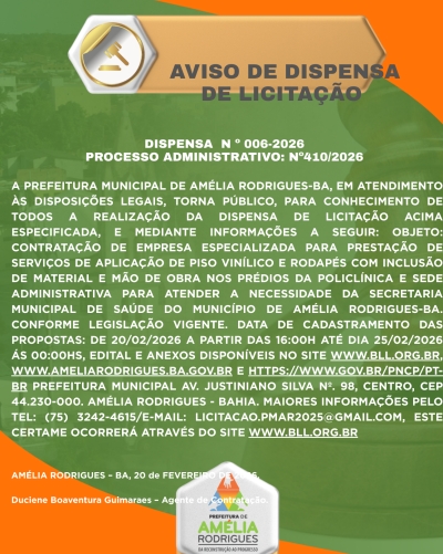 AVISO DE DISPENSA DE LICITAÇÃO Nº 006-2026