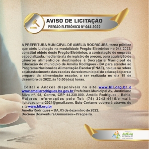 Pregão Eletrônico N° 044/2022
