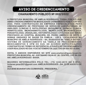 Chamamento Público N° 002-2022