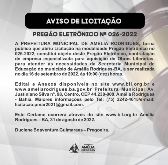 Pregão Eletrônico N° 26/2022