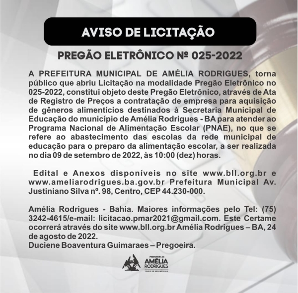 Pregão Eletrônico N° 025-2022