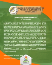 AVISO DE REMARCAÇÃO DE PREGÃO ELETRÔNICO Nº 031-2025