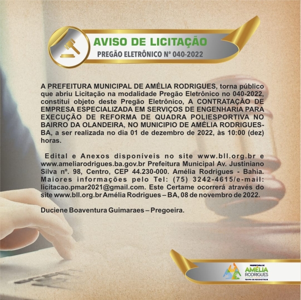 Pregão Eletrônico N° 040/2022