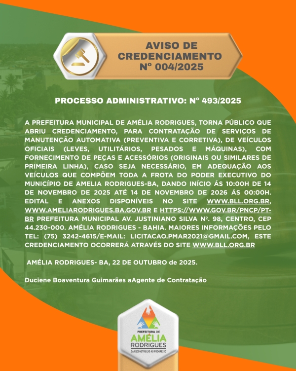AVISO DE CREDENCIAMENTO Nº 004-2025