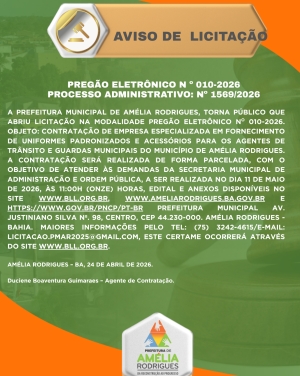 AVISO DE PREGÃO ELETRÔNICO Nº 010-2026