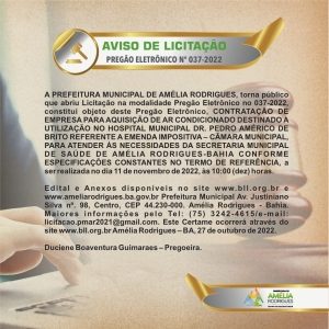 Pregão Eletrônico n° 037-2022