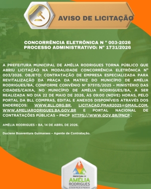AVISO DE LICITAÇÃO-CONCORRÊNCIA ELETRÔNICA Nº 003-2026