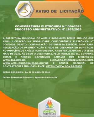 AVISO DE CONCORRÊNCIA ELETRÔNICA Nº 004-2026