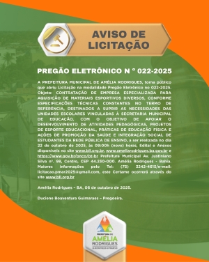 AVISO DE PREGÃO ELETRÔNICO Nº 022-2025
