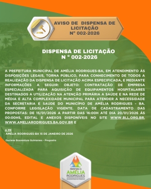 AVISO DE DISPENSA DE LICITAÇÃO Nº 002-2026