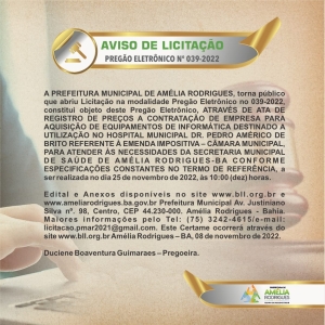 Pregão Eletrônico N° 039/2022